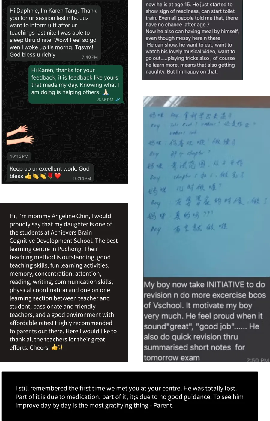 Parent and Student WhatsApp Reviews and Notes